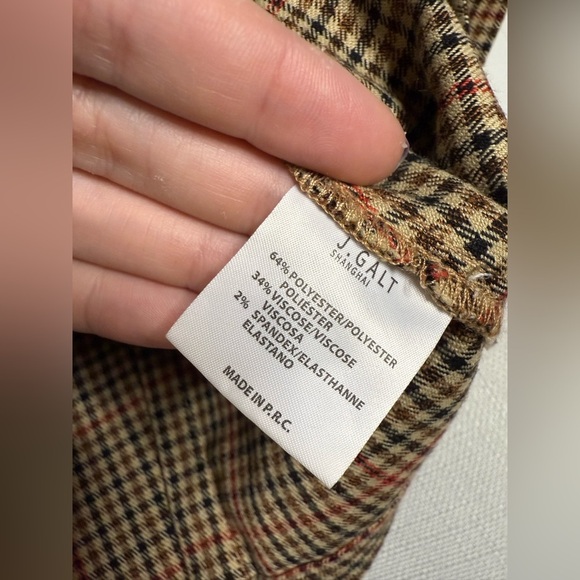 John Galt Brown by Brandy Melville Red Plaid Collared Crop Top Medium - Picture 10 of 11